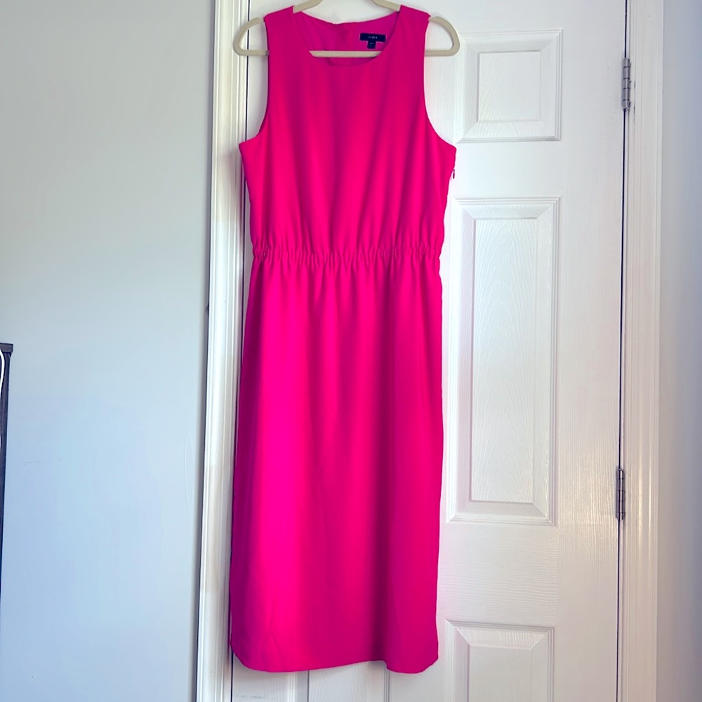 Hot pink button back midi J.Crew dress size 12T